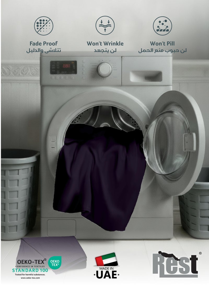 REST Fitted Bedsheet 200x200+30cm Breathable Plush Violet Fabric with Deep Pockets Machine Washable for Optimal Protection - Image 5